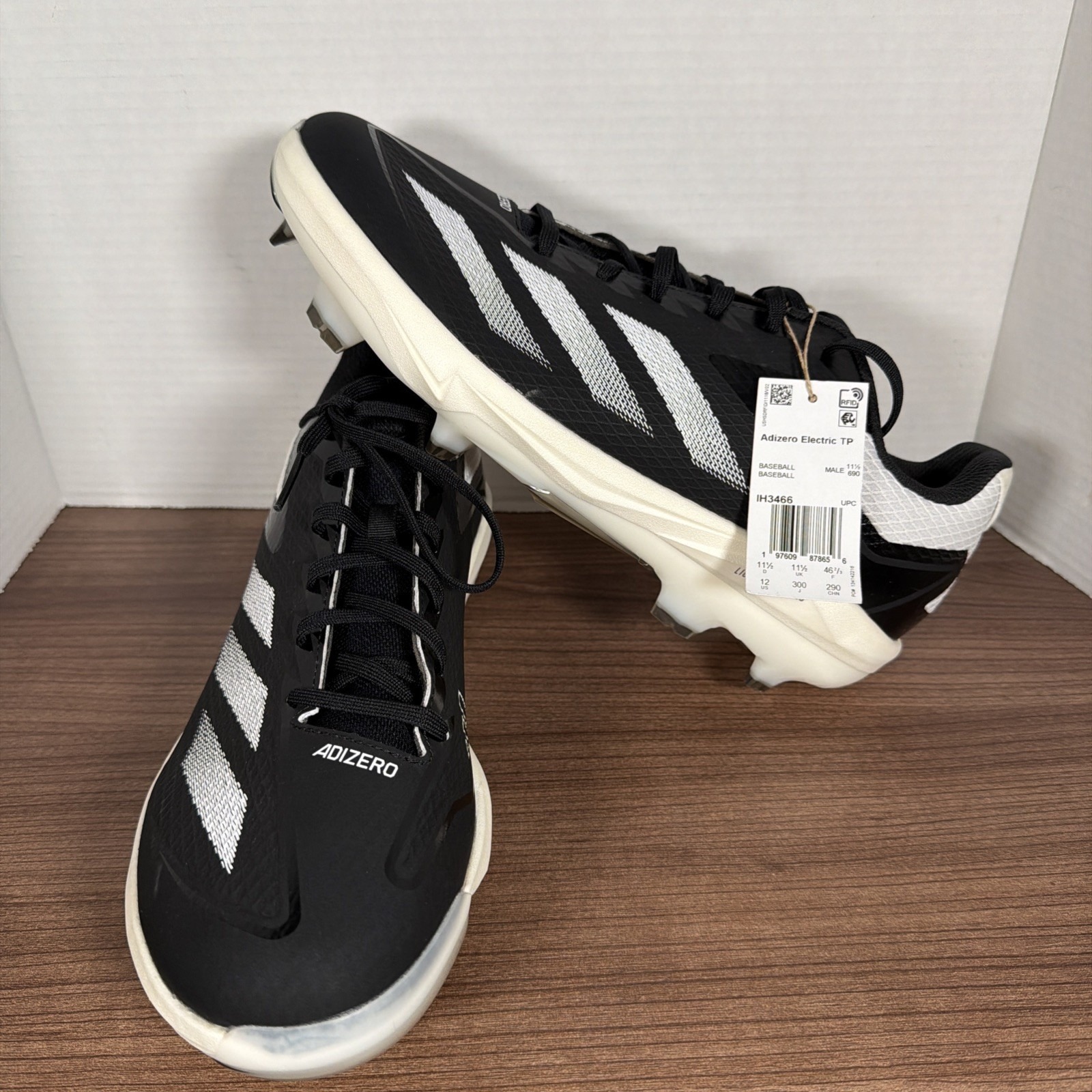 Adidas Adizero Electric Tpu Men's Size 12 Black White Baseball Cleats Ih3466 New